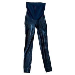 SPANX Maternity Faux Leather Leggings Over Belly Black Size Small